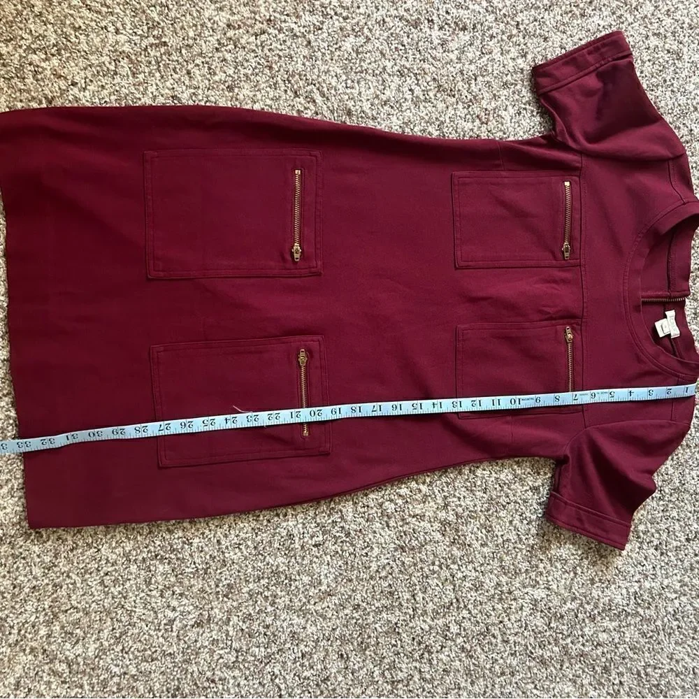 J. Crew Zipper Ponte Shift Dress in Burgundy Size 0 Spandex/Viscose Blend
